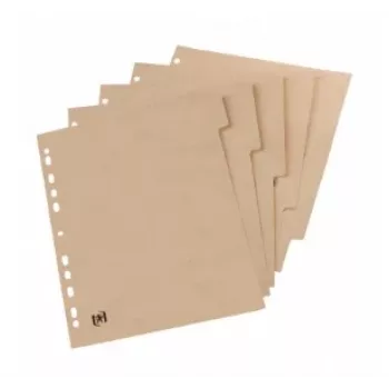 Oxford TOUAREG A4 kartonski register, 5 zavihkov, prazen, bež, recikliran papir 280 g/m², univerzalno luknjanje (1 komplet) 100204964