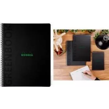 RHODIA GREENBOOK College blok A4+, črtast, črn ovitek iz recikliranega kartona 119933C