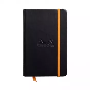 RHODIA RHODIARAMA zvezek 90 x 140 mm, črtast, črn, umetno usnje, trda vezava, 96 listov 118642C