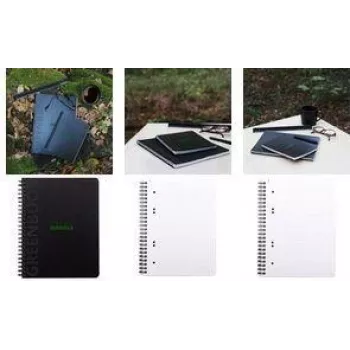 RHODIA GREENBOOK College Block A5+ karo, črn ovitek iz recikliranega materiala 119913C