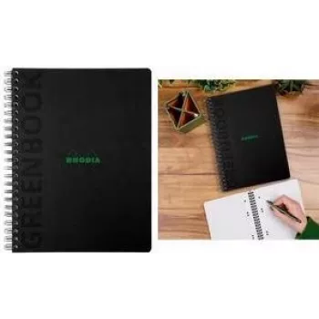RHODIA GREENBOOK Collegeblock A4+ črtast črn (80 listov) 119923C