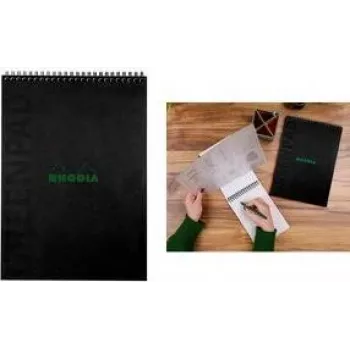 RHODIA GreenPad spiralni zvezek A4+ črtast črn 90g/m² 80 listov 119927C