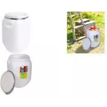 EDA 50L bel plastičen sod za shranjevanje s pokrovom 010559 NA