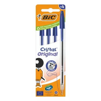 Kemični svinčnik BIC Cristal Original, moder, 0,32 mm, paket 4 kosov 516332