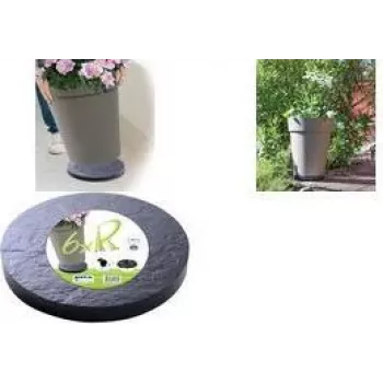 Voziček za rastline EDA s 5 večsmernimi kolesi, videz kamna, antracitno siva, premer 30 cm, nosilnost 60 kg (010940 G. ARD C)