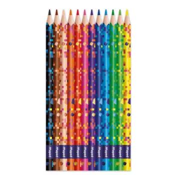 Maped PIXEL PARTY trikotni barvni svinčniki, 12 različnih barv, mehka zlomljivosti odporna mina, ohišje s piksel vzorcem, kartonska škatla 862204