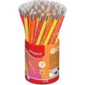 Maped Neon svinčnik HB z radirko, trikoten, 72 kosov, torbica 853789FC