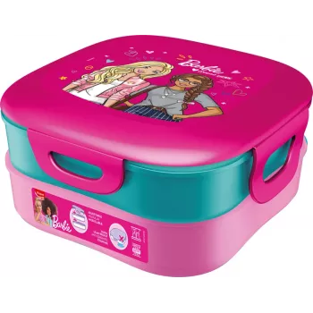 Škatla za malico Maped PICNIK Kids Concept Barbie 3-v-1, 1,4 L, 2 predelka + škatla za prigrizke, roza/večbarvna 871097