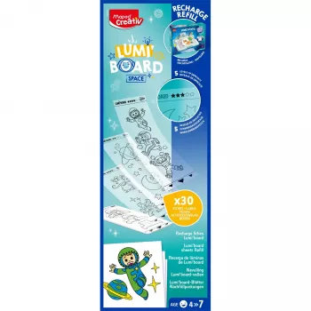 Maped Creativ LUMI BOARD Space nadomestno pakiranje – 35 prozornih in tematskih listov za LED svetlobne mize 907097