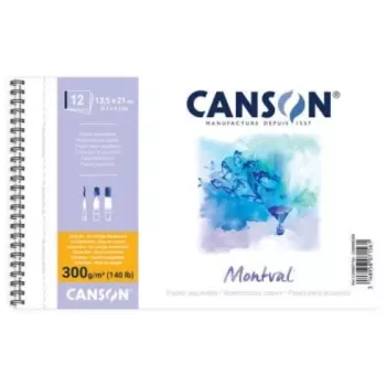 Canson Montval A4 akvarelni blok, 300 g/m², 12 listov, fina zrnatost, spiralna vezava, mikroperforiran C200807160