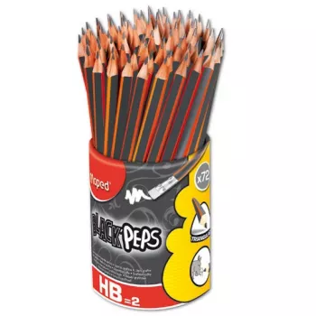 MAPED BLACK'PEPS HB grafitni svinčnik z radirko, trikotni, 72 kosov v tulcu 851759FC