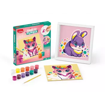 Maped Creativ set za slikanje po številkah Mačka & Zajec - 2 prednatisnjeni plošči, akrilne barve, čopič, od 7 let 907083