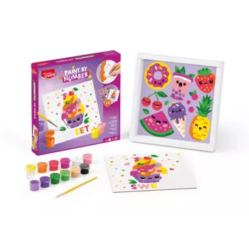 Maped Creativ set za slikanje po številkah Kawaii Food Sweet - 2 prednatisnjeni platni, 10 akrilnih barv, čopič, od 7 let 907088