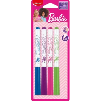Maped Barbie markerji za belo tablo, paket 4 kosov, okrogla konica 1,5 mm, brez vonja, suho brisanje, različne barve 741301