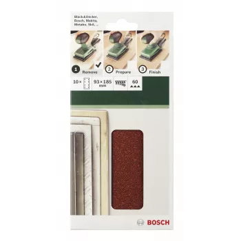 Bosch 2609256A90 10 kosov 185 mm x 93 mm brusni listi z ježkom, zrnatost 120, luknjani