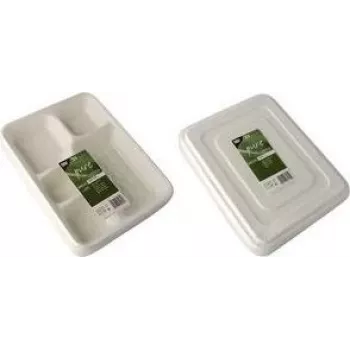 PAPSTAR pure menijske pladnje iz sladkornega trsa, 5 predelkov, 22 x 28,2 cm, beli, 25 kosov (89882)