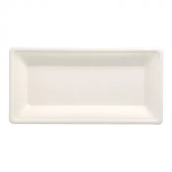 PAPSTAR pure krožnik iz sladkornega trsa, pravokoten, 130 x 260 mm, 50 kosov, kompostljiv, primeren za mikrovalovno pečico 89746