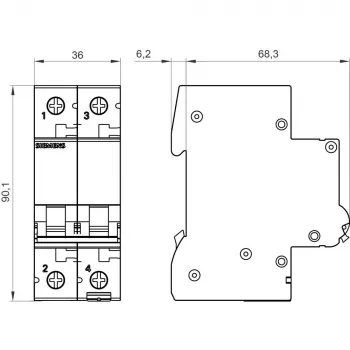 Siemens SENTRON 5SL62067 MCB 2-polni C 6A 6kA 230/400V AC