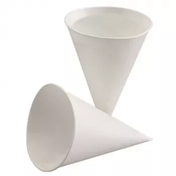 PAPSTAR stožčast papirnat kozarec iz sladkornega trsa 150 ml, bel, premer 85 mm, višina 115 mm (88619)