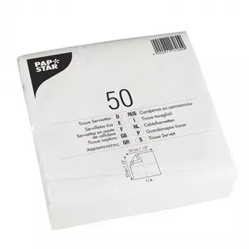PAPSTAR prtički za kosilo, 330 x 330 mm, 2-slojni, bel tissue, 1/4 prepogib, 250 kosov 17080