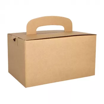 PAPSTAR pure škatla za malico z ročajem, rjav karton, 424 g/m², zložljiva, 1 kos 88980