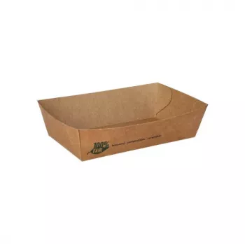 PAPSTAR pure 100% Fair pladnji za pomfrit, srednji, 8,5 x 13,5 cm, karton iz svežih vlaken, rjav, 80 kosov (87243)