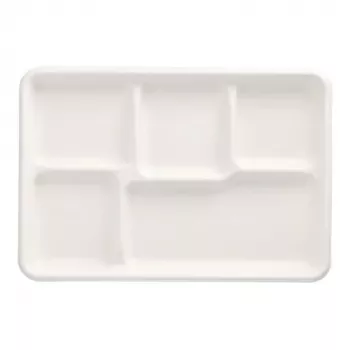 PAPSTAR skleda za meni iz sladkornega trsa pure, 5 predelkov, bela, kompostljiva, 1 kos (89881)