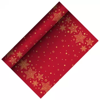 PAPSTAR Christmas Shine rdeč namizni tekač iz airlaida, 400 mm x 3 m, na roli, 1 kos 88657