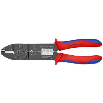 KNIPEX 97 49 25 klešče za stiskanje izoliranih kabelskih čevljev in konektorjev, trapezno stiskanje, 0,5–6,0 mm² (20–10 AWG), črne z večkomponentnimi ročaji