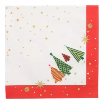 PAPSTAR božične papirnate prtičke božična drevesa 400 x 400 mm, 3-slojne, 1/4 pregib, 20 prtičkov 89783
