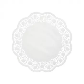 PAPSTAR okrogla podloga za torto, premer 360 mm, bel reliefni čipkast papir, 40 g/m², 1 kos (12265)