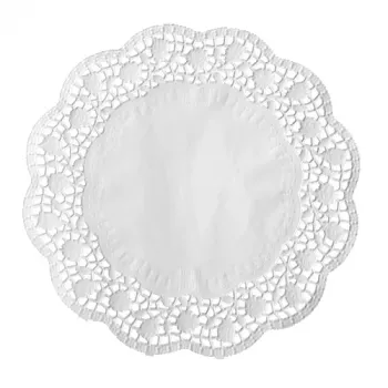 PAPSTAR okrogla podloga za torto, 320 mm, bel čipkast papir z reliefom, 40 g/m², 1 kos (12456)