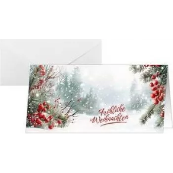 SIGEL DS645 božična voščilnica Scandinavian Snow, DIN lang ležeče, 250 g/m² bel karton, brizgalni/laserski/kopirni, 1 kos