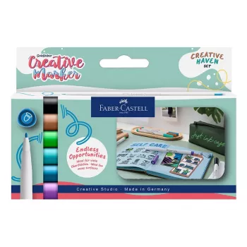 Faber-Castell Goldfaber Creative Marker set Creative Haven, 6 različnih barv, črnilo na vodni osnovi, konica s čopičem 160603