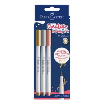 Faber-Castell Goldfaber Creative Marker set, 3 različne barve, pigmentirano črnilo na vodni osnovi, brez vonja, odporno na brisanje, odporno na brizganje, blister pakiranje 161005