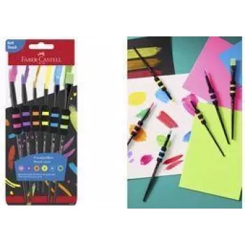 Faber-Castell set čopičev iz sintetičnih vlaken 6 kosov z mehkim oprijemom, robusten, mehka sintetika - 1 kos (481622)