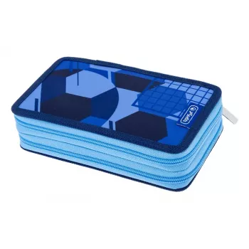 HERLITZ Blue Goal dvojna peresnica, 23-delna, 2 predala, zadrga, barvna notranja podloga 400205859