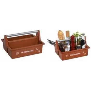 allit McPlus Carry Grillmeister potovalna torba rjava z aluminijastim ročajem, 2 velika predala 8500908000