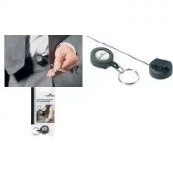DURABLE Jojo zložljiv obesek za ključe z obročem, črn, 80 cm vrvica, paket 10 822258
