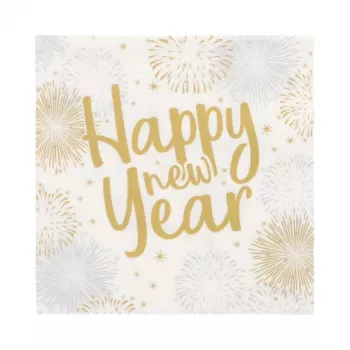 PAPSTAR Happy New Year prtički 330 x 330 mm, 3-slojni, 1/4 prepogib, paket 20 89772