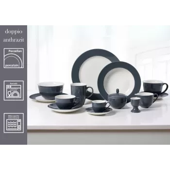 Ritzenhoff & Breker Doppio globoki krožnik antracit 220 mm, porcelan, set 6 kosov 430219