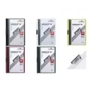 DURABLE DURACLIP ORIGINAL 60 A4 spenjalnik za papir s kovinsko sponko, prozoren sprednji pokrov, črn zadnji pokrov, paket 5 kosov 2238-01
