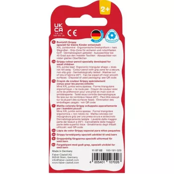 Faber-Castell Grippy Pastel trikotni barvni svinčniki, paket 4 kosov, jumbo mehka mina za majhne otroške roke 110702