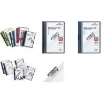 DURABLE DURACLIP ORIGINAL 30 A4 spenjalnik z kovinsko sponko, prozorni modri sprednji pokrov, paket 5 kosov 2227-07