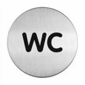 DURABLE PICTO oznaka za vrata WC, okrogla 83 mm, samolepilna, srebrno-črna 490723