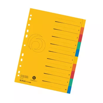 Herlitz A4 kartonski kazalci nadformat, 10-delni, prazni jezički, 5 barv, manilski reciklirani karton, predhodno luknjani z organizacijskim tiskom 300006188