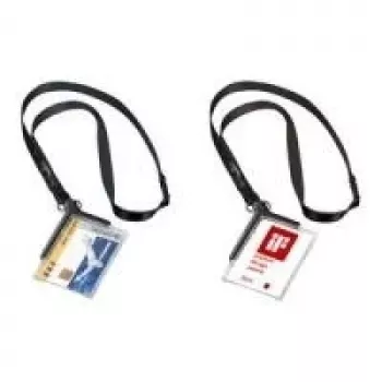 DURABLE 820758 prozorno držalo za osebno izkaznico s sponko in iglo, paket 10 kosov