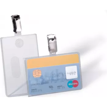 DURABLE držalo za osebno izkaznico s sponko za 1 kartico, prosojno, 25 kosov (811319)
