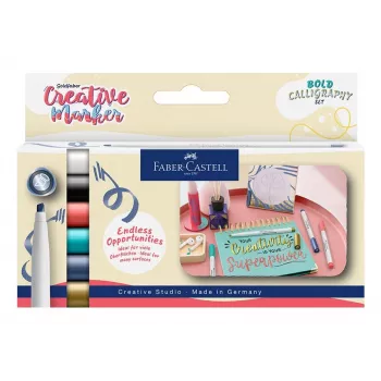Faber-Castell GOLDFABER Creative Marker Soft Lettering komplet 6 flomastrov, na vodni osnovi, brez vonja, konica s čopičem, različne barve 160906
