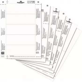 DURABLE vložne etikete A4 210 x 297 mm, 10 listov, bele, karton 170 g/m², laser/inkjet 485602